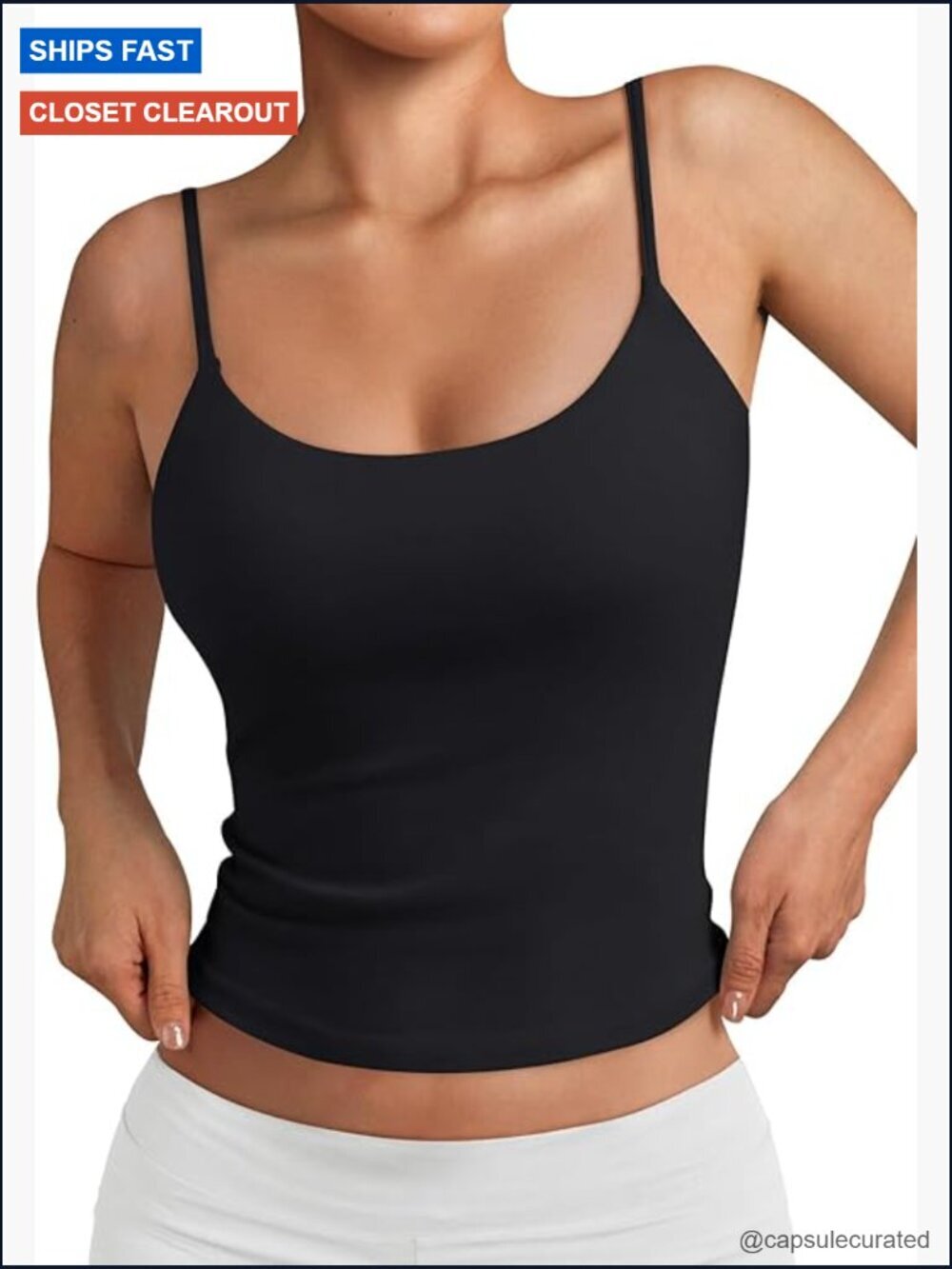 Women's Double Lined Spaghetti Strap Tank Top - Adjustable Straps